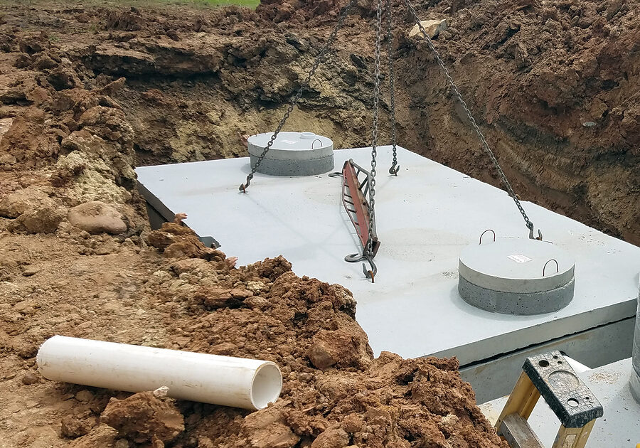 a construction site with a large hole in the ground
